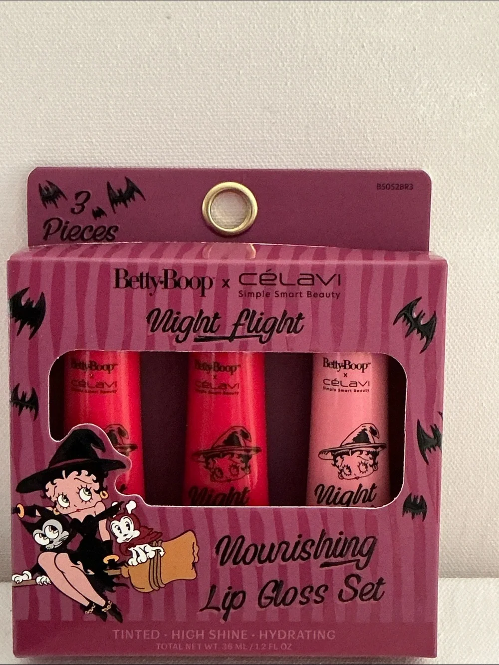 Betty Boop x Celavi nNight Flight Nourishing Lip Gloss Set of (3).
